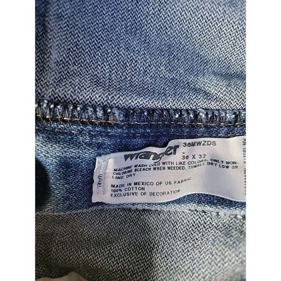 Vintage Wrangler Jeans Mens 36x32  MWZ Slim Straight Blue Cotton Western Mid - Picture 9 of 13